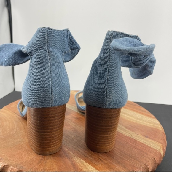 Design Lab Oni Bow Ankle Strap heel Sandals Denim, 10 blue - Picture 5 of 10